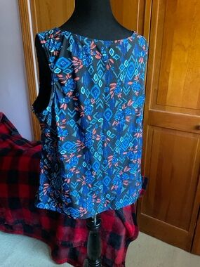 Geometric blue high neck swim Tankini top